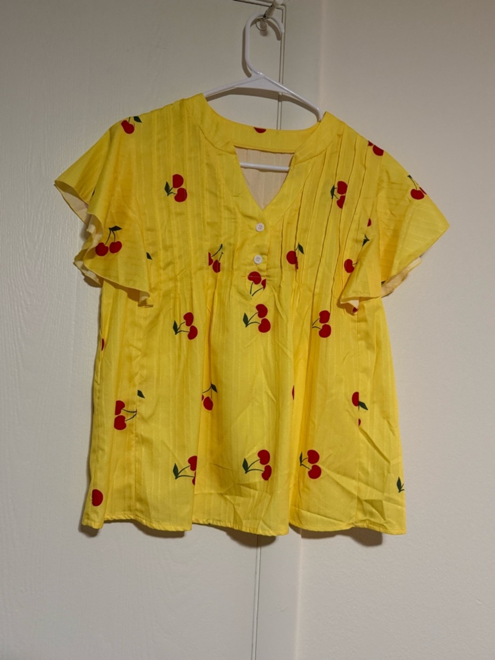 Yellow Blouse with cherries size M